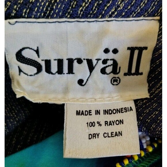 Surya II Blouse Size XL Purple Beaded Neckline Short Sleeve Rayon - Picture 2 of 12